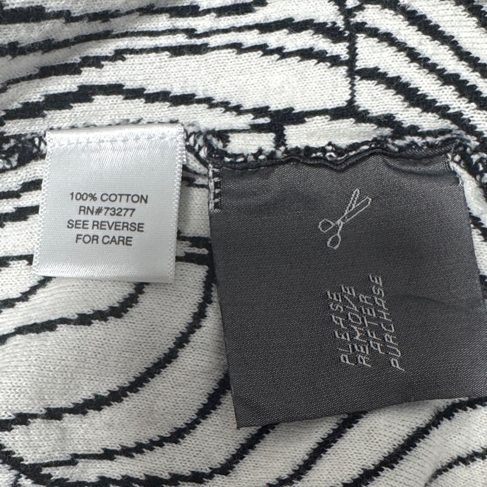 Dana Buchman Black & White Leaf-Pattern Open Cardigan - Picture 10 of 10
